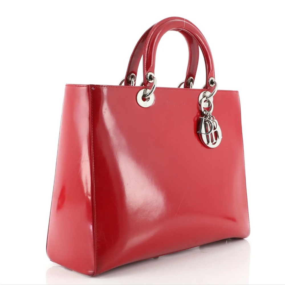 Christian Dior Vintage Lady Dior Bag Patent Large
